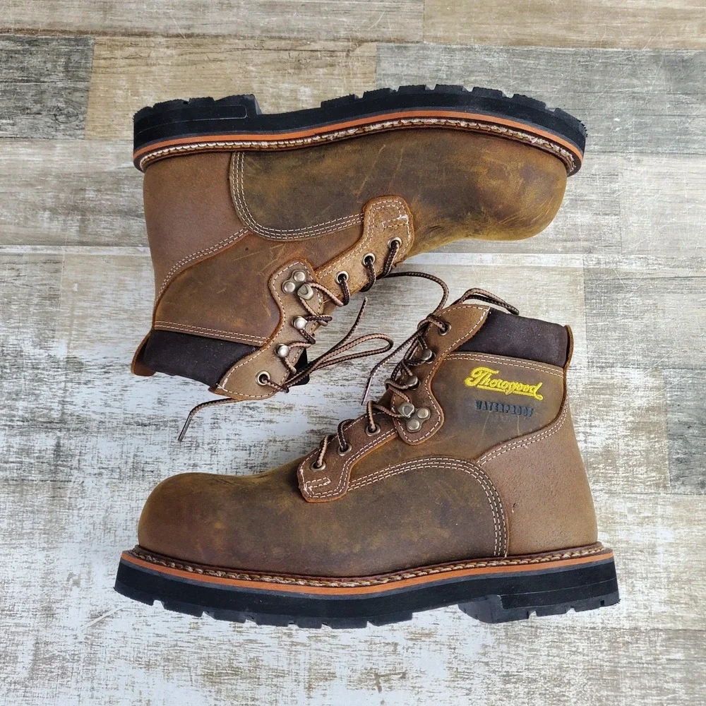 Thorogood Mens Work Boot Sz 7.5 EE Brown Iron River Waterproof Composite Toe